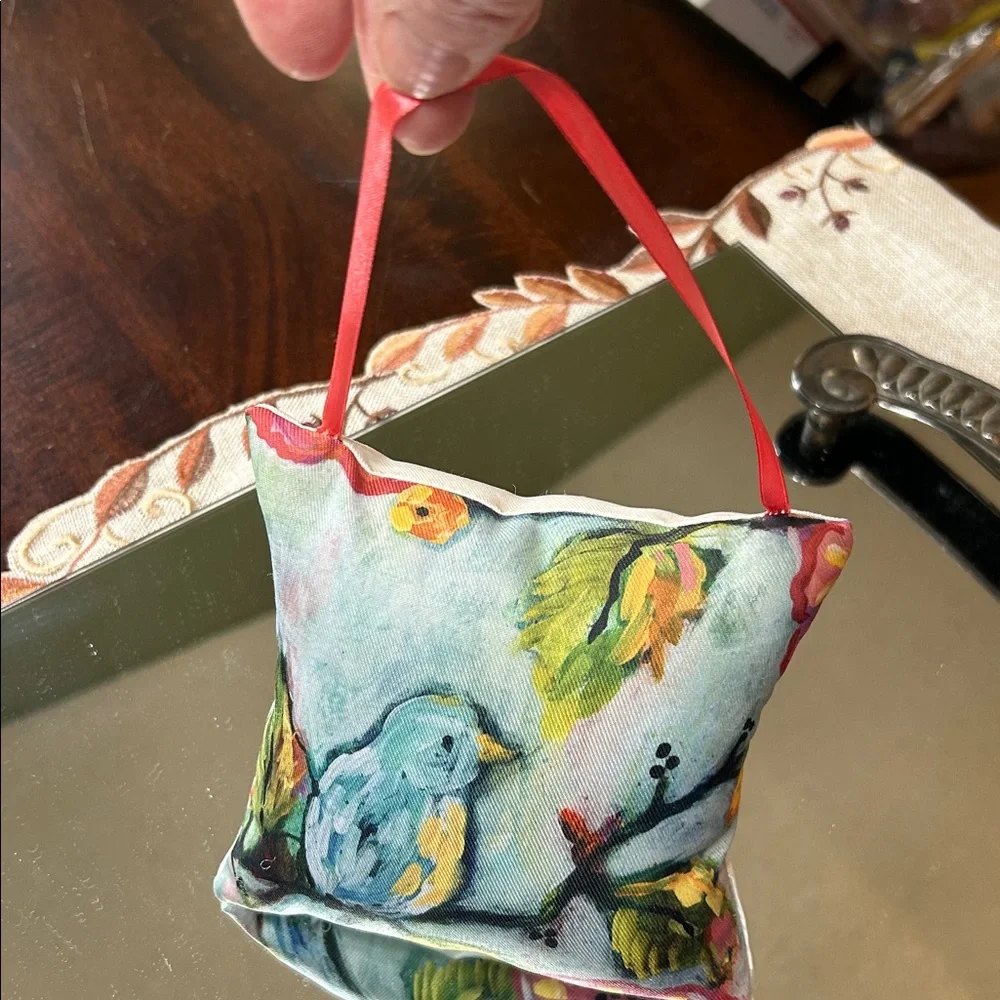 Miniature Hanging Throw Pillow with Blue Bird on a Tree Branch New Colorful